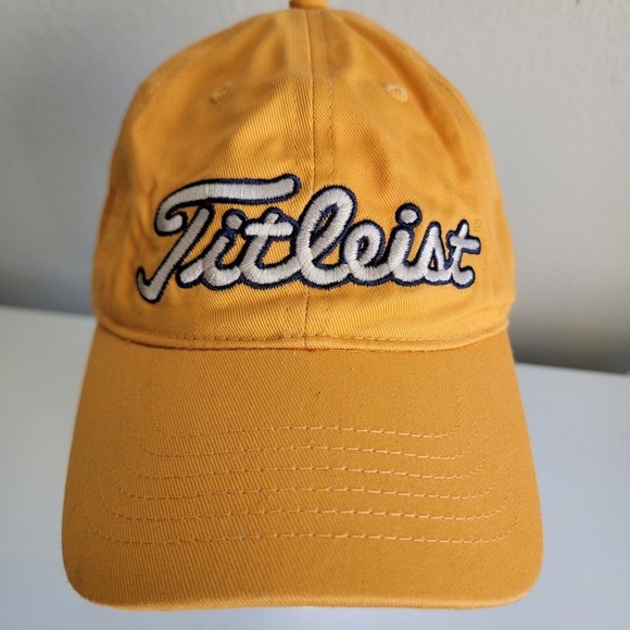 Titleist FootJoy FJ Golf Strapback Hat Cap Logo Yellow Blue Adjustable Men‎ - Picture 1 of 9
